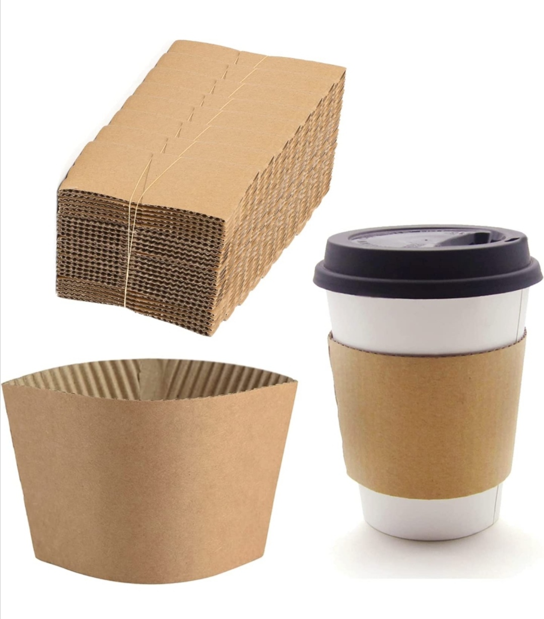 Kraft Paper Hot Paper Cup Sleeve Jacket Holder Corrugated Cardboard  Protective Hot and Cold Insulator Fit 12oz 16oz 20oz 22oz 24oz Hot Coffee  Paper Cups - China Hot Coffee Cup Sleeve and